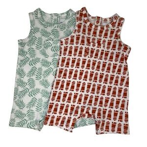 Nordstrom Rack 6M Baby Rompers Orange Lighthouse and Green Leaves 2 item bundle